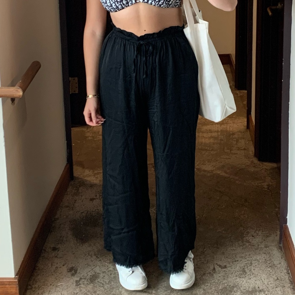 Float Black Wide-Leg Pants